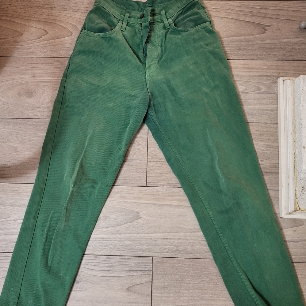 green wide leg jeans